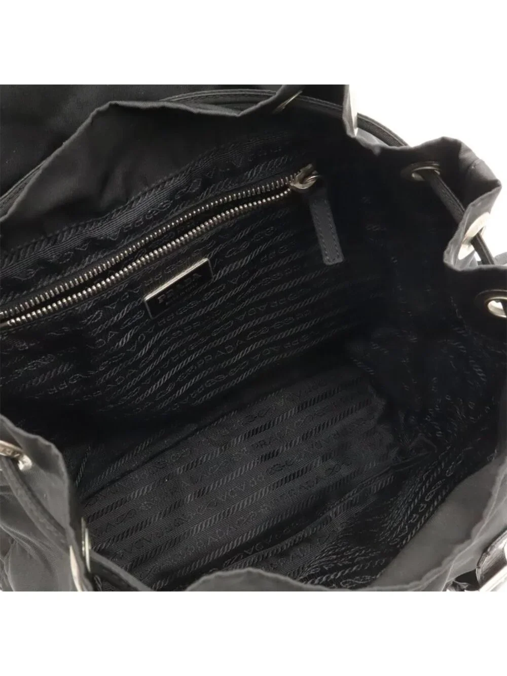 Prada Vela Backpack Nylon Leather Nero Black Silver Domestic Boutique Purchase